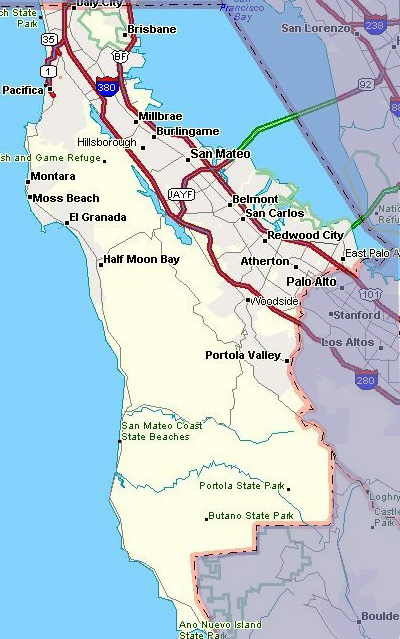 Map of San Mateo County